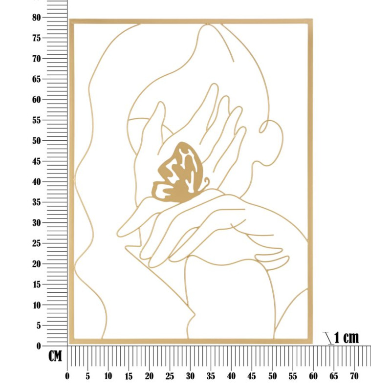 Panneau mural en fer Mains sur la Face – 60x80 cm – Portrait moderne et expressif Glam