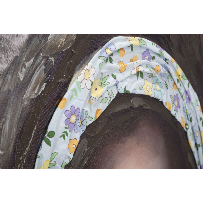 Tableau mural fait main Naomi – Modèle A – 100x100 cm – Création Bohème Chic lumineuse