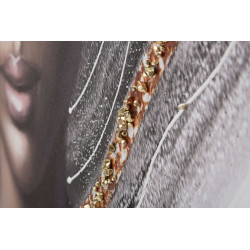 Tableau mural fait main Naomi – Modèle A – 100x100 cm – Création Bohème Chic lumineuse