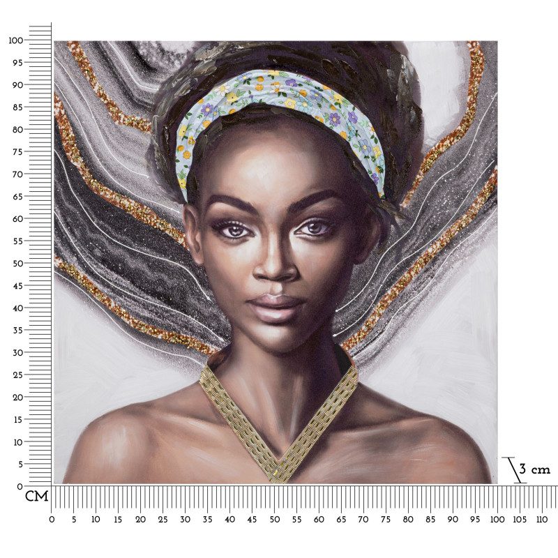 Tableau mural fait main Naomi – Modèle A – 100x100 cm – Création Bohème Chic lumineuse