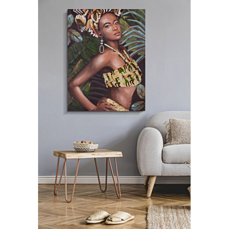 Tableau mural fait main Kelly – Modèle B – 90x120 cm – Expression artistique bohème moderne