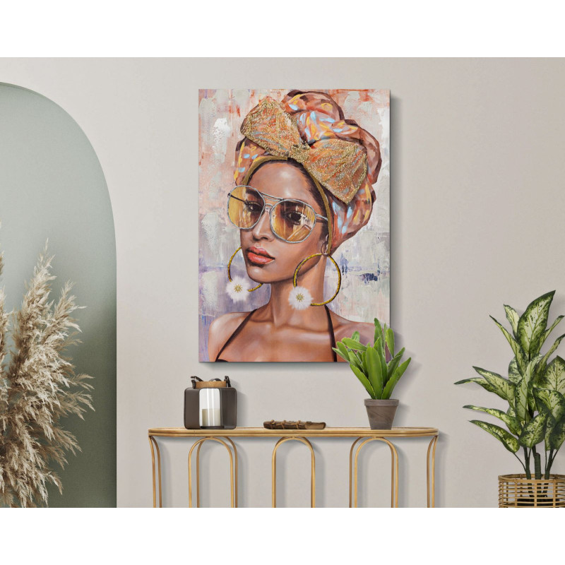 Tableau mural fait main Jennifer – Modèle B – 70x100 cm – Œuvre murale bohème poétique