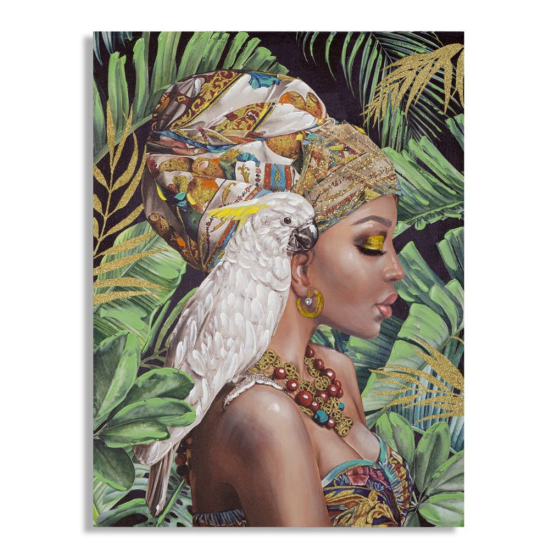 Tableau mural fait main Kloe Vertical – 90x120 cm – Portrait élancé Bohème Chic expressif