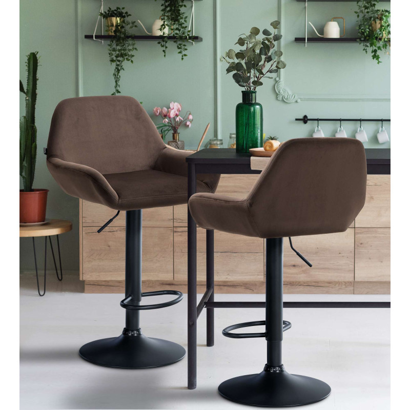 Tabouret de bar Braga velours brun