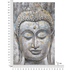 Tableau mural fait main Visage de Bouddha lumineux – Modèle A – 80x120 cm – Sérénité bohème et spirituelle