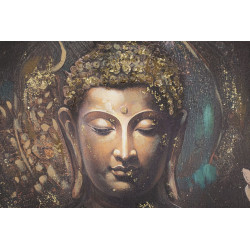 Tableau mural fait main Bouddha – Modèle A – 100x100 cm – Grand format spirituel bohème