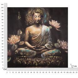 Tableau mural fait main Bouddha – Modèle A – 100x100 cm – Grand format spirituel bohème