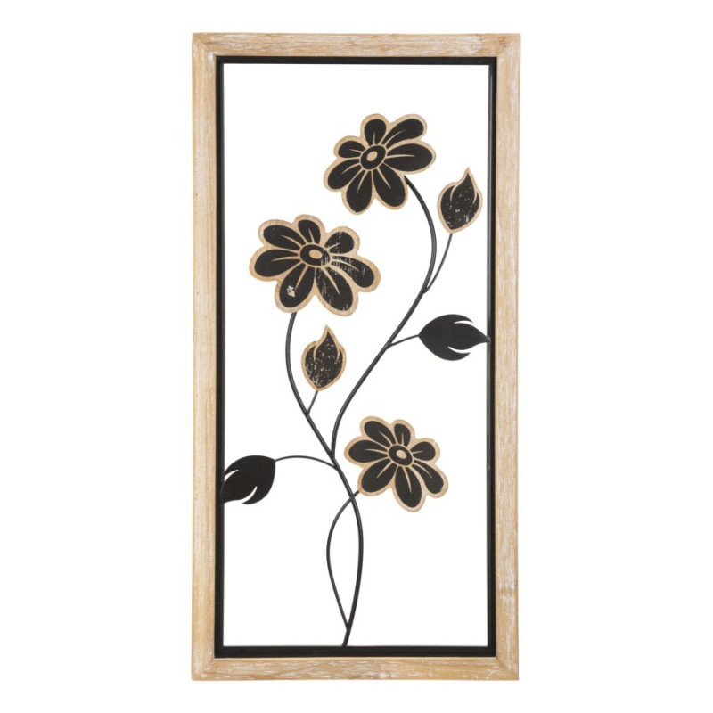 Panneau mural en fer et bois Girish – Modèle A – 30x60 cm – Fusion artisanale Bohème Chic