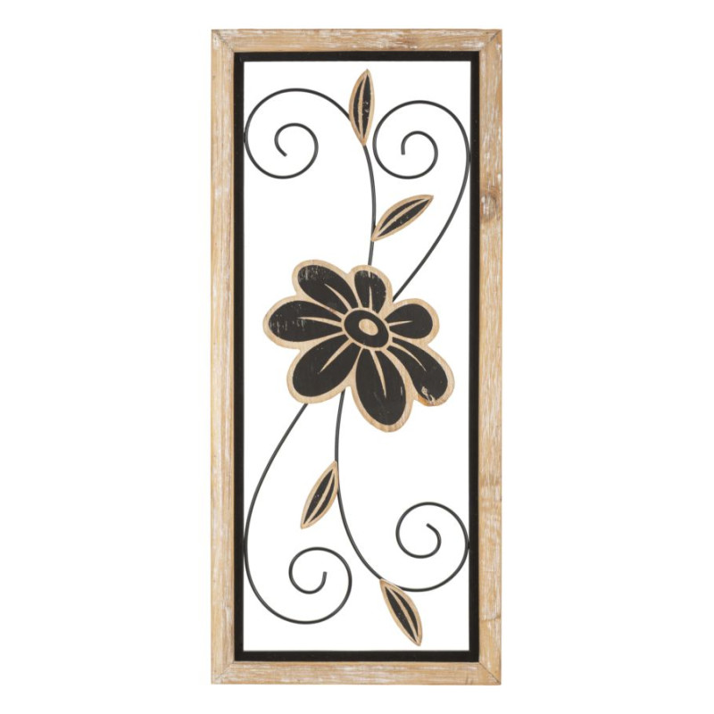 Panneau mural en fer et bois Koman – Modèle A – 26x60 cm – Motif artisanal bohème chaleureux