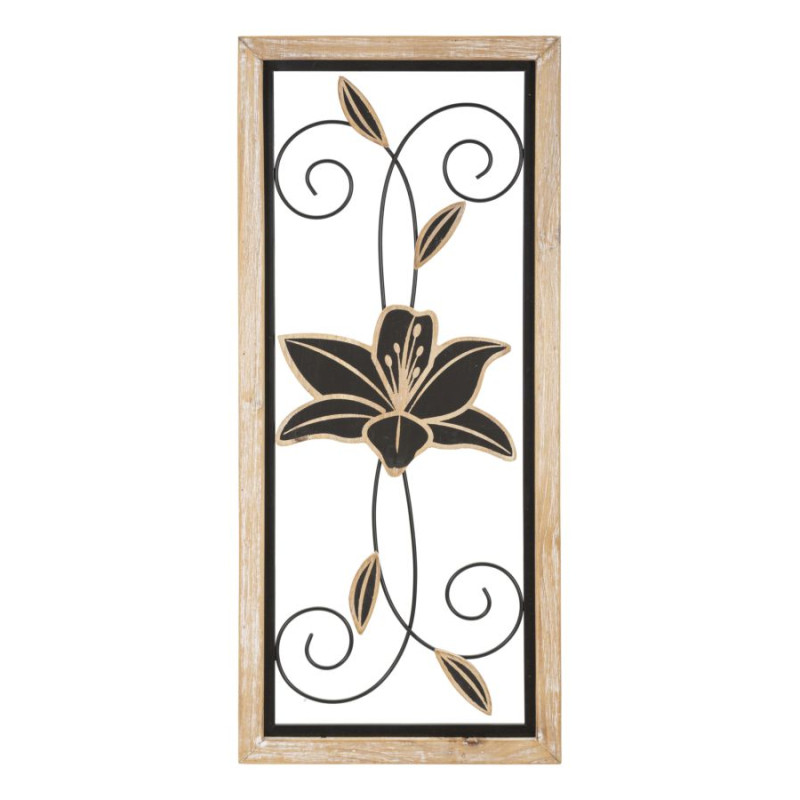 Panneau mural en fer et bois Koman – Modèle B – 26x60 cm – Alliance de matériaux bohème chic