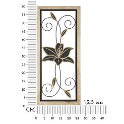 Panneau mural en fer et bois Koman – Modèle B – 26x60 cm – Alliance de matériaux bohème chic