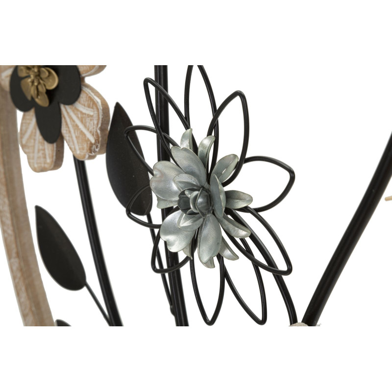 Panneau mural en fer et bois rond – Ø50 cm – Déco murale bohème naturelle et texturée