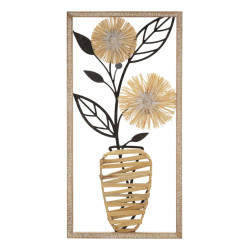 Panneau mural en fer et bois Vaso – 40x80 cm – Motif vase bohème artisanal