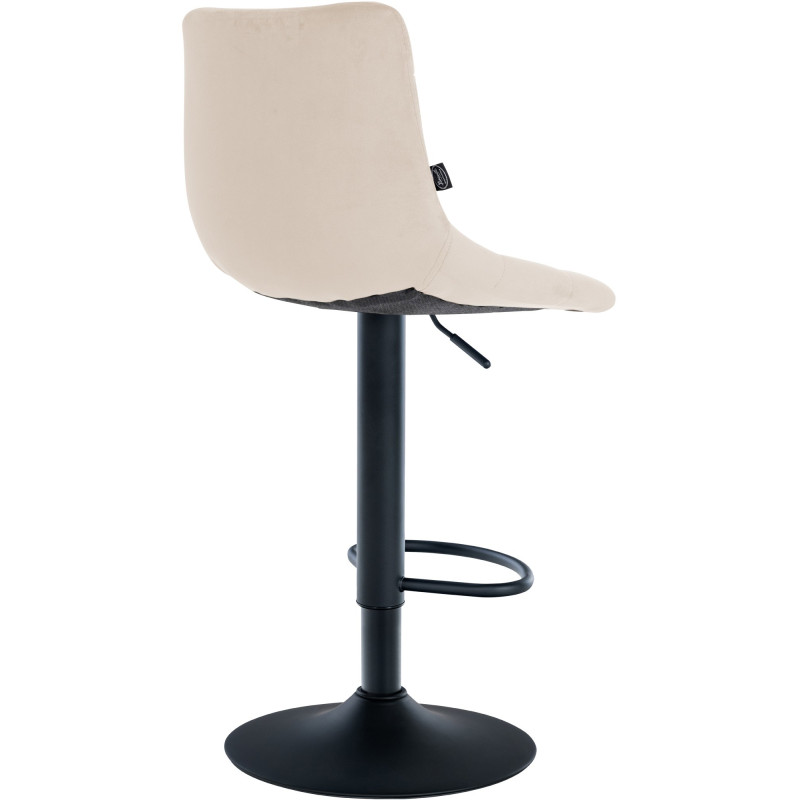 Lot de 2 tabourets de bar Jerry velours noir crème