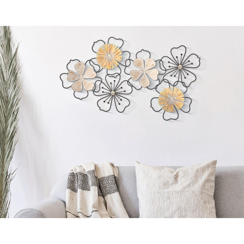 Panneau mural en fer et bois Itis – 75x42 cm – Déco murale bohème à la touche organique