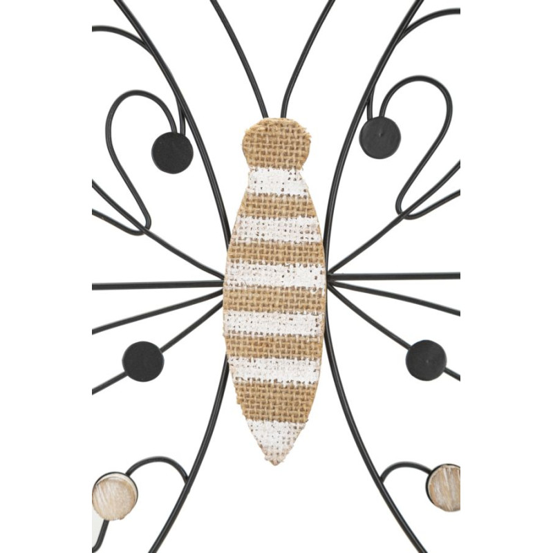 Panneau mural en fer et bois papillon – 39x33 cm – Motif délicat Bohème Chic (lot de 2)