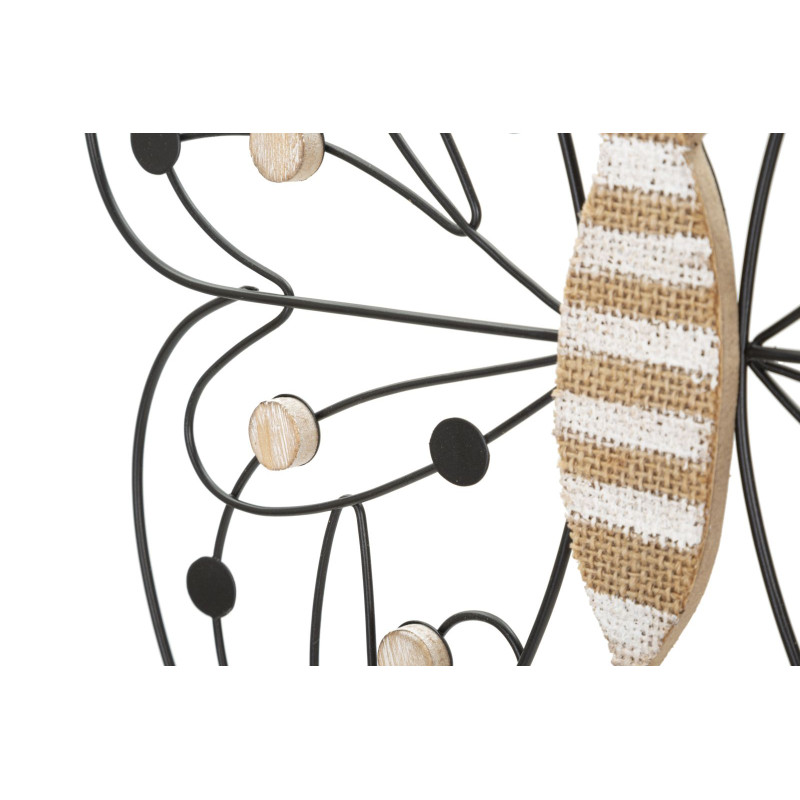 Panneau mural en fer et bois papillon – 39x33 cm – Motif délicat Bohème Chic (lot de 2)