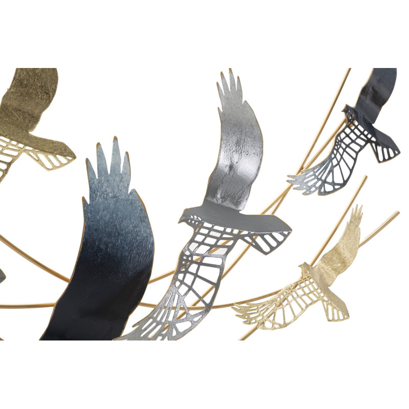 Panneau mural en fer Oiseau – 90x50 cm – Composition naturelle Glam élégante