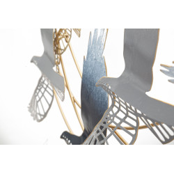 Panneau mural en fer Oiseau – 90x50 cm – Composition naturelle Glam élégante