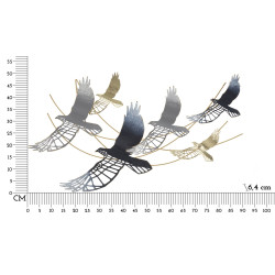 Panneau mural en fer Oiseau – 90x50 cm – Composition naturelle Glam élégante