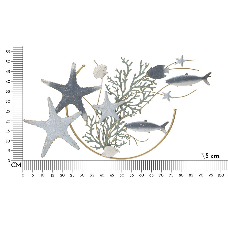 Panneau mural en fer Étoile de mer – 95x53 cm – Déco marine Glam chic et dorée