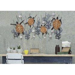Panneau mural en fer Tortue – 132x69 cm – Grand panneau Glam inspiré de la mer