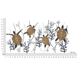 Panneau mural en fer Tortue – 132x69 cm – Grand panneau Glam inspiré de la mer