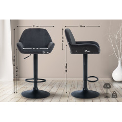 Tabouret de bar Braga velours noir