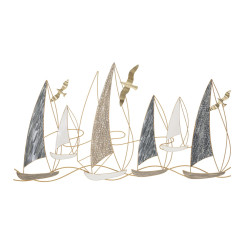 Panneau mural en fer bateau lumineux – Une touche d’évasion brillante (123,8 x 5,1 x 69,9 cm)