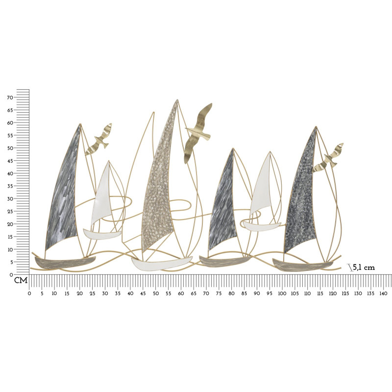 Panneau mural en fer bateau lumineux – Une touche d’évasion brillante (123,8 x 5,1 x 69,9 cm)