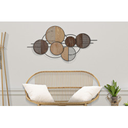 Panneau mural en fer aspect bois – Le charme bohème chic revisité (134 x 4 x 69,2 cm)