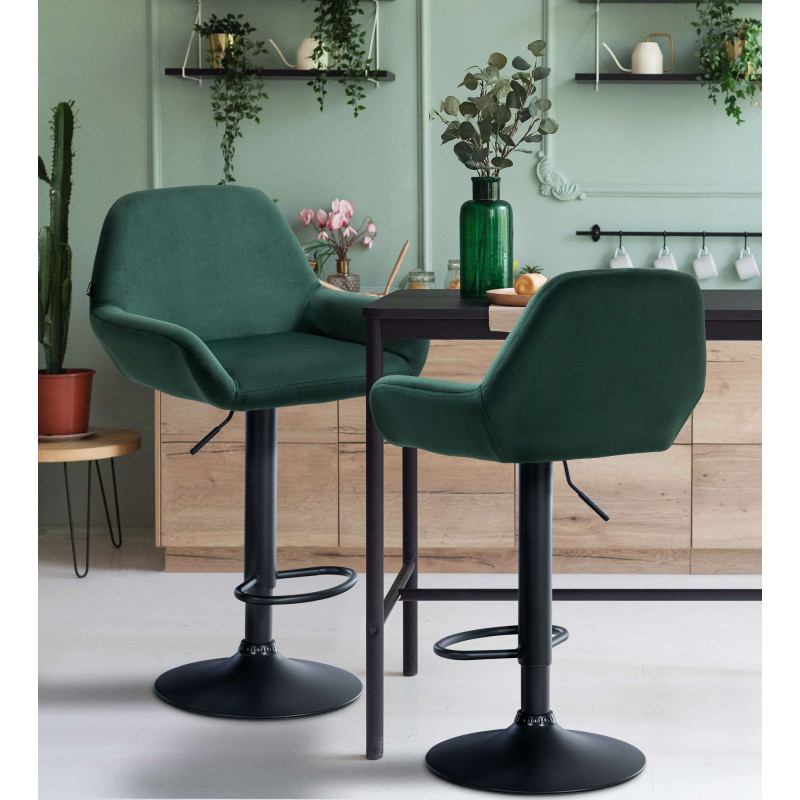 Tabouret de bar Braga velours vert foncé