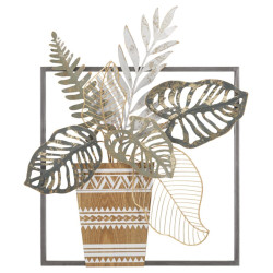 Panneau mural VASO – Une œuvre en fer au charme délicat (54 x 6,4 x 62,9 cm)