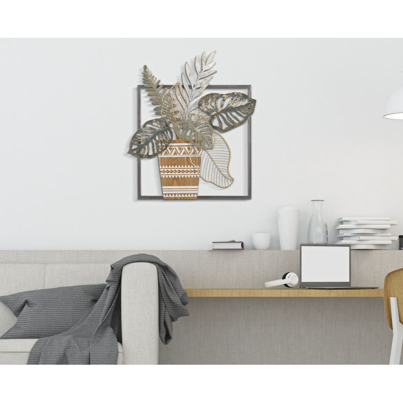 Panneau mural VASO – Une œuvre en fer au charme délicat (54 x 6,4 x 62,9 cm)