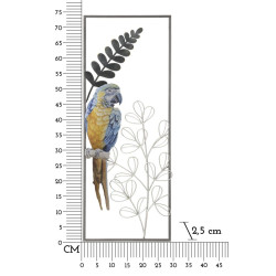 Panneau mural PERROQUET – Couleurs tropicales et éclat glamour (28,6 x 2,5 x 74,3 cm)