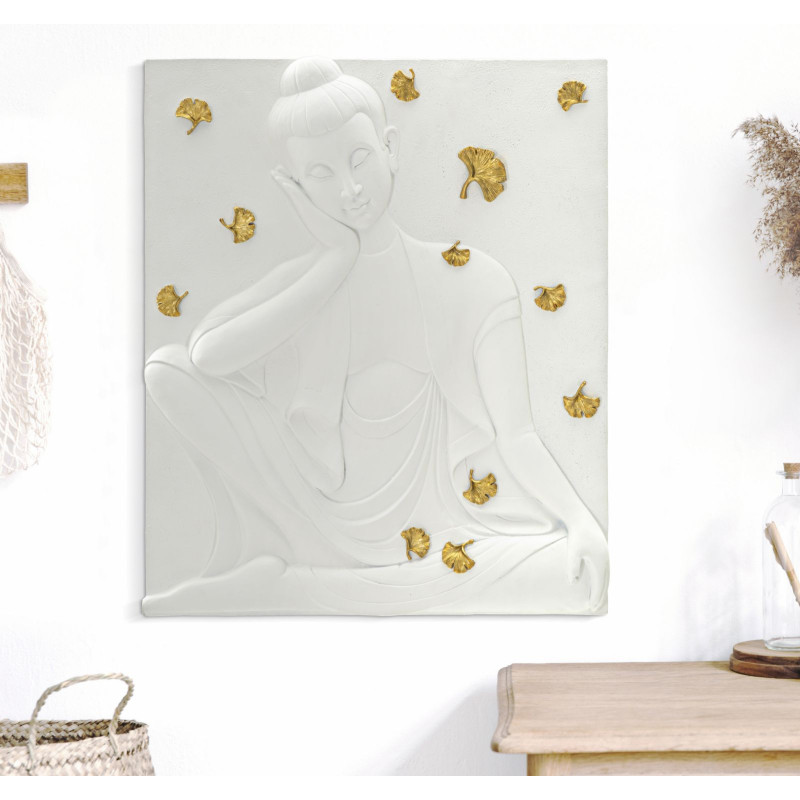 Panneau mural Bouddha – Sérénité et spiritualité murale (46 x 5,7 x 55,5 cm)