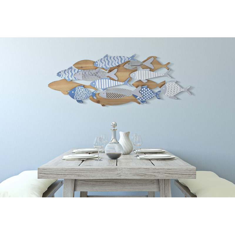 Panneau mural Poissons Mer – Une touche naturelle et marine (91 x 3 x 33,5 cm)