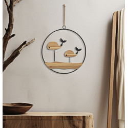 Panneau mural BALENE – Décor marin contemporain (56 x 2 x 60 cm)
