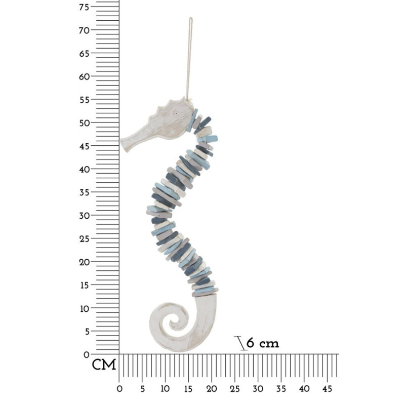 Hippocampe couleur à suspendre – Décoration marine originale (22 x 6 x 55 cm)