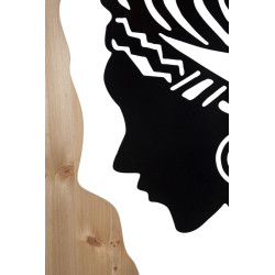 Panneau mural tribal en fer et bois – Style ethnique moderne (53 x 2 x 80 cm)