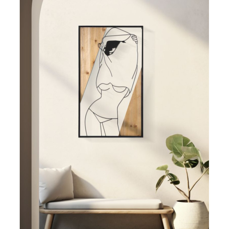 Bande murale – B – Fer et bois, harmonie des formes (50 x 2 x 90 cm)