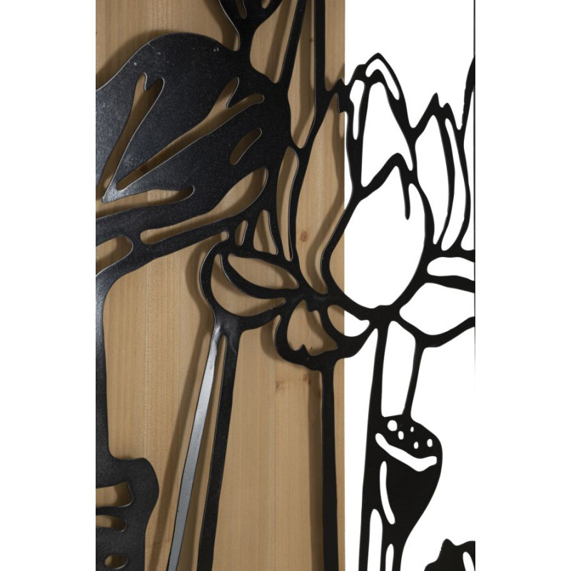 Panneau mural LOTUS – Fer et bois, élégance raffinée (60 x 2 x 90 cm)