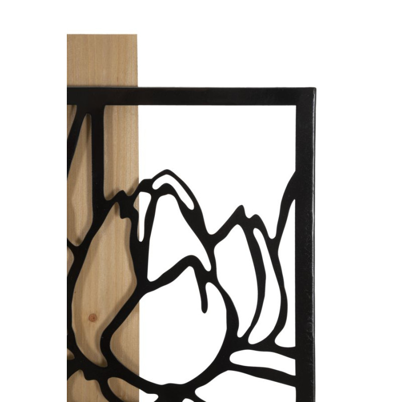 Panneau mural LOTUS – Fer et bois, élégance raffinée (60 x 2 x 90 cm)