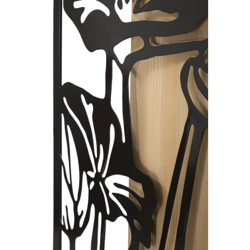Panneau mural LOTUS – Fer et bois, élégance raffinée (60 x 2 x 90 cm)