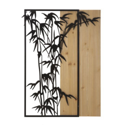Panneau mural en bambou, fer et bois – Charme naturel et contemporain (58 x 2 x 80 cm)