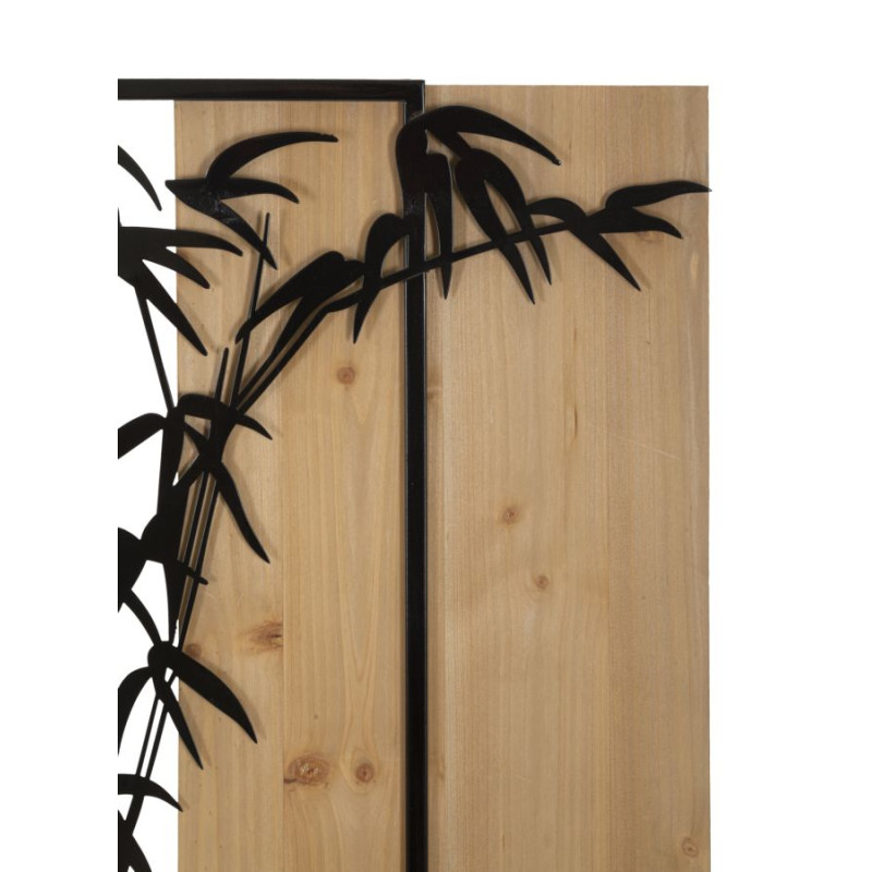 Panneau mural en bambou, fer et bois – Charme naturel et contemporain (58 x 2 x 80 cm)