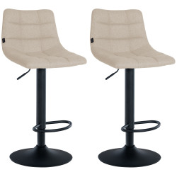 Lot de 2 tabourets de bar Jerry tissu noir crème