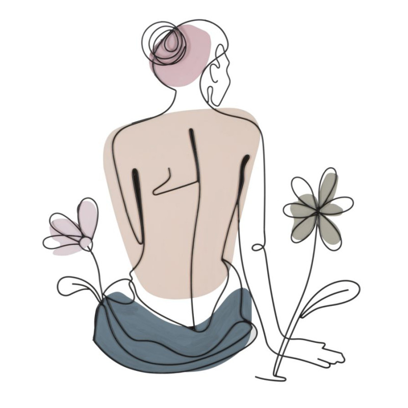 Panneau mural Dame avec fleur – Charme et élégance florale (80 x 1,3 x 90 cm)