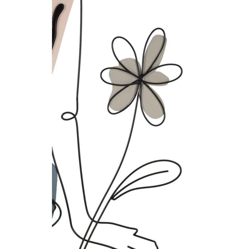 Panneau mural Dame avec fleur – Charme et élégance florale (80 x 1,3 x 90 cm)