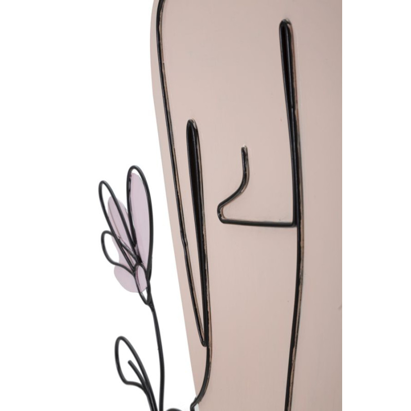 Panneau mural Dame avec fleur – Charme et élégance florale (80 x 1,3 x 90 cm)